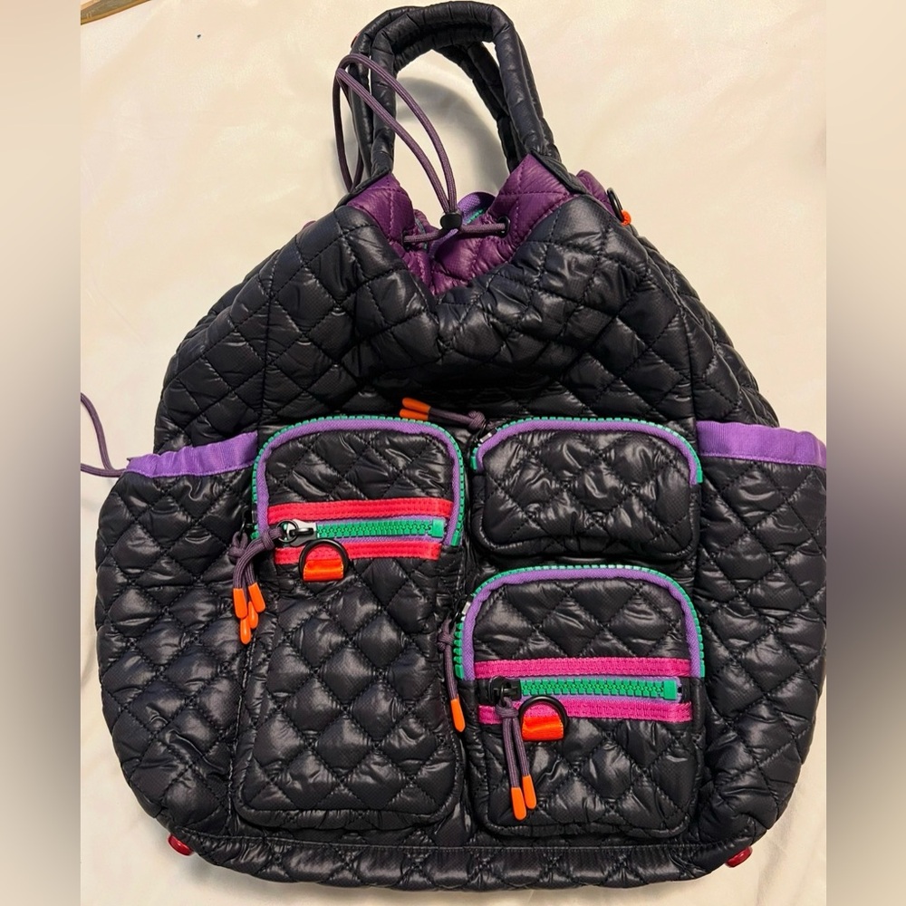 MZ Wallace Quilted Black Aura Backpack
